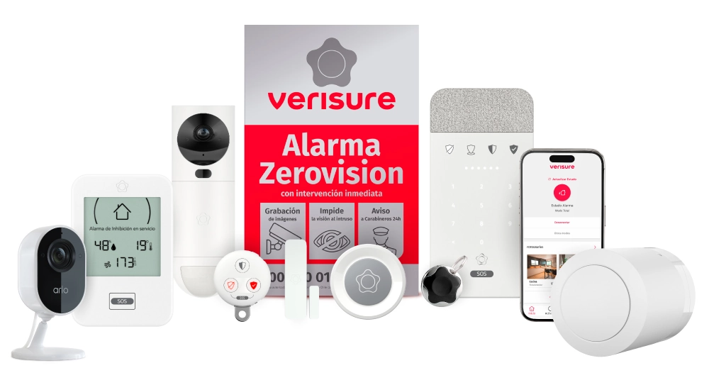 Kit de alarma Verisure con sensores y panel de control